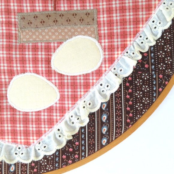 Vintage 1980s Kitchen Hoop Art Hanging Handmade Fabric Rooster Picture - Picture 3 of 6